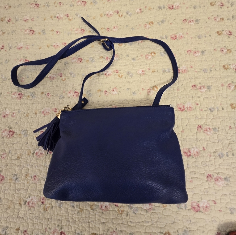 Talbots Royal Blue Pebbled Leather Crossbody